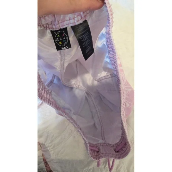 MAUI AND SONS Mens Swim Trunks Shorts Pink Geometric  Print Elastic Waist Large - Picture 6 of 9